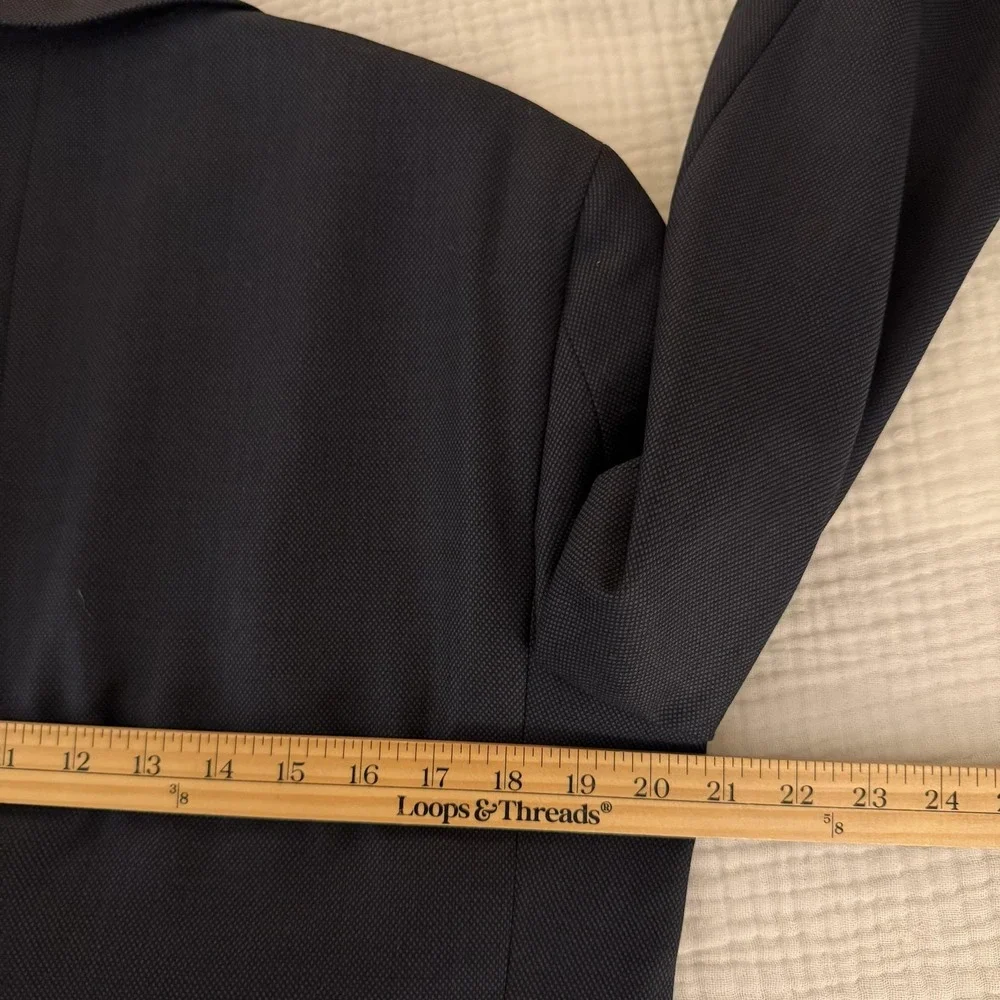Hickey Freeman Suit Jacket Mens 39R Dark‎ Navy Gray Geometric Canterbury Blazer